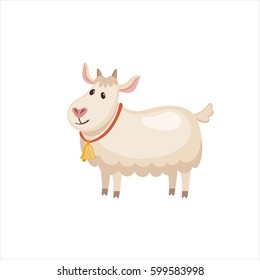 Cute goatling in flat style isolated on white background. Vector illustration. Cartoon goat.
