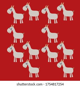 CUTE GOATS BACKGROUND, ON RED