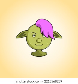 cute goblin mascot character cartoon icon.Iconic Character Illustration.Isolated design on beige and white gradient canvas.