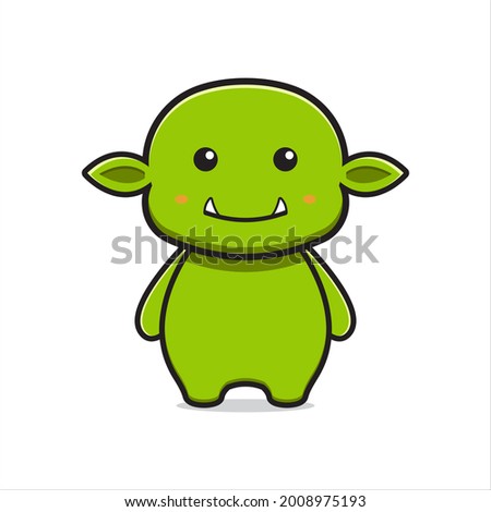 Cute goblin mascot character cartoon icon vector illustration. Design isolated on white. Flat cartoon style. Stock photo © 