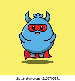 Cute goblin monster superhero character flaying illustration cartoon vector