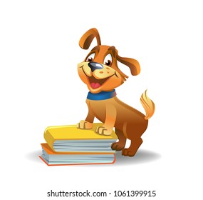 Cute god with books on white background, vector illustration