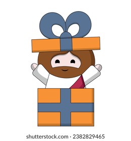 Cute God Jesus Christ in wrapper box in color