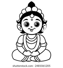 Cute god krishna Vector illustration