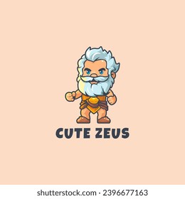 cute god zeus mascot logo design template vector icon illustration. Greek god Zeus symbol