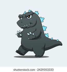 cute godzilla cartoon style vector