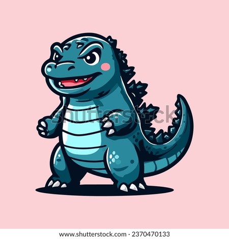 Cute godzilla cartoon vector illustration