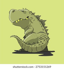 Cute godzilla look back drawing
