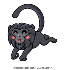 Cute goeldi's monkey cartoon jumping
