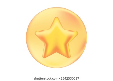 Ícone de estrela 3D ouro bonito com textura brilhante, best seller ou ícone de grande qualidade isolado PNG, fundo transparente. Concorrência, vencedor, ícone de cliente favorito ilustração vetorial isolada