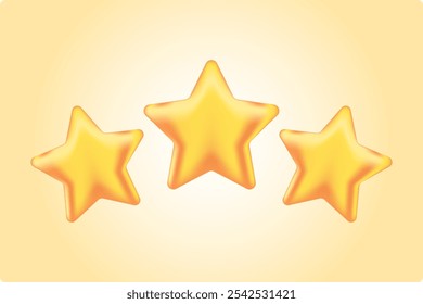 Icono de estrellas 3D de oro lindo con textura brillante, best seller o icono de gran calidad. Competición, ganador, buen icono del Cliente Ilustración vectorial aislada