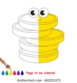 Cute Gold Cash Coins, the coloring book to educate preschool kids with easy gaming level, the kid educational game to color the colorless half by sample.