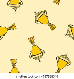 cute gold cup seamless pattern on a yellow background