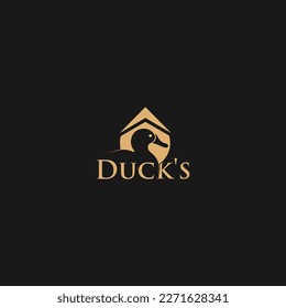 Cute gold Duck text Kid Play Vector Symbol Graphic Logo Design

