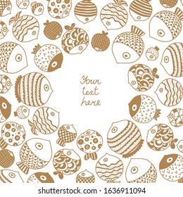 Cute gold fish card. Sea motif.