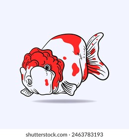 Cute gold fish  hand drawn vector illustration.  Outline minimalist color fish collection.
