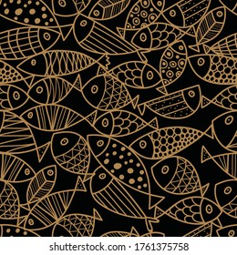 Cute gold fish. Kids background. Seamless pattern. Can be used in textile industry, paper, background, scrapbooking.