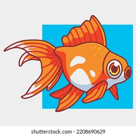 süße Goldfisch-Orange. einzelne Cartoon-Tiergrafik. Flachsticker-Symboldesign-Logo-Vektorgrafik für Premium-Logos. Mascot-Zeichen