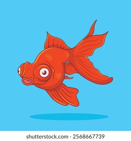 cute gold fish orange. isolated cartoon animal illustration. Flat Style Sticker Icon Design Premium Logo vector. Mascot Character