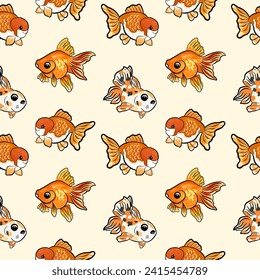 Cute gold fish seamless pattern Japanese gold fish pattern design for paper, print, book, fabric