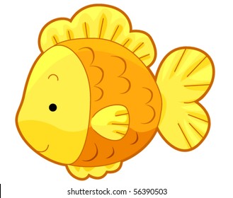 Cute Gold Fish - Vector