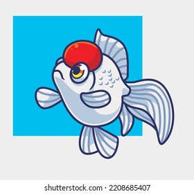 cute gold fish white. isolated cartoon animal illustration. Flat Style Sticker Icon Design Premium Logo vector. Mascot Character