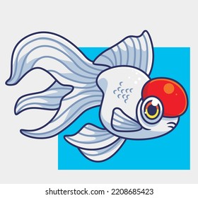 cute gold fish white. isolated cartoon animal illustration. Flat Style Sticker Icon Design Premium Logo vector. Mascot Character