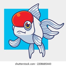 cute gold fish white. isolated cartoon animal illustration. Flat Style Sticker Icon Design Premium Logo vector. Mascot Character