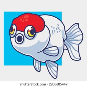 cute gold fish white. isolated cartoon animal illustration. Flat Style Sticker Icon Design Premium Logo vector. Mascot Character