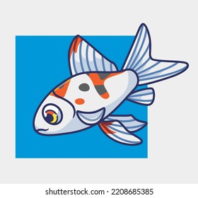 cute gold fish young white. isolated cartoon animal illustration. Flat Style Sticker Icon Design Premium Logo vector. Mascot Character