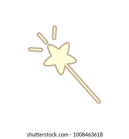 Cute gold magic wand  wink on white backgroung. This is isolated object.