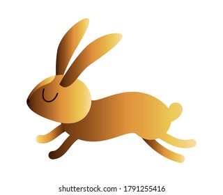 Cute gold rabbit cartoon jumping design, Animal zoo life nature and character theme Vector illustration