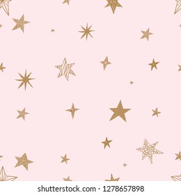 Cute gold stars. Seamless vector pattern. Seamless pattern can be used for wallpaper, pattern fills, web page background, surface textures.