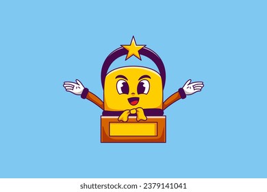 Ilustración de diseño de caracteres Cute Gold Trophy