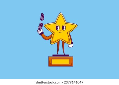 Ilustración de diseño de caracteres Cute Gold Trophy