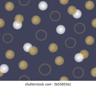 Cute gold white doodle circle dot design background pattern seamless wallpaper. Vector