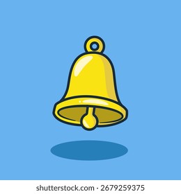 cute golden bell vector illustration
