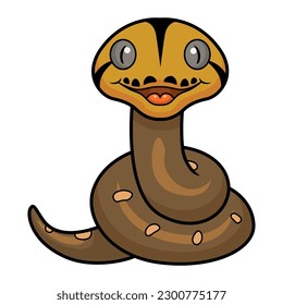 Cute golden child reticulated python cartoon