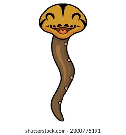 Cute golden child reticulated python cartoon
