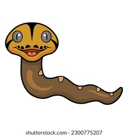 Cute golden child reticulated python cartoon