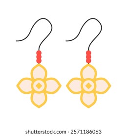 Cute Golden Clover Earrings Illustration