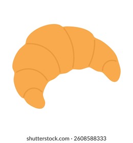 Cute golden croissant in flat cartoon style. Perfect for spring breakfast and bakery illustrations.