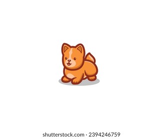 Cute golden dog mascot logo