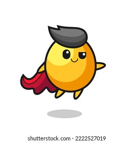 cute golden egg superhero character is flying , cute style design for t shirt, sticker, logo element