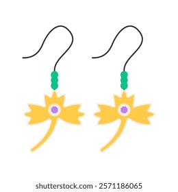 Cute Golden Leaves Earrings Illustration