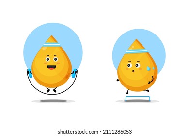 Cute golden liquid character exercising