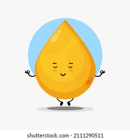 Cute golden liquid character meditating in yoga pose