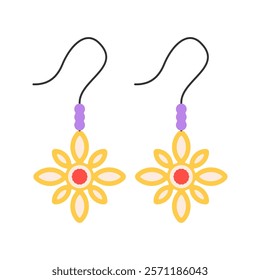 Cute Golden Lotus Earrings Illustration