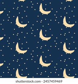 Cute Golden Moon Night Pattern Design