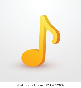 Cute Golden Music 3d Icon Cartoon Style Vector 